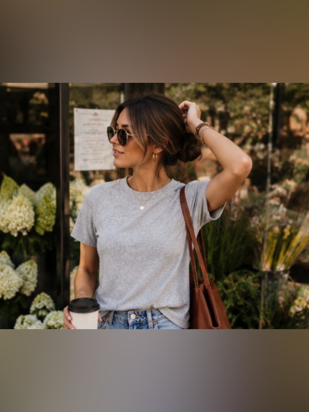Banana Republic Classic heather gray ribbed knit short-sleeve top old money